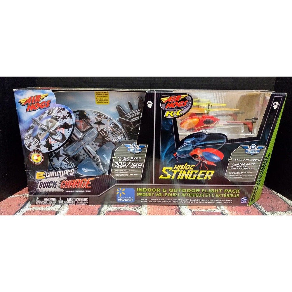 Air Hogs Indoor & Outdoor Flight Pack w/ E Charger Planes & Havoc Stinger. New!